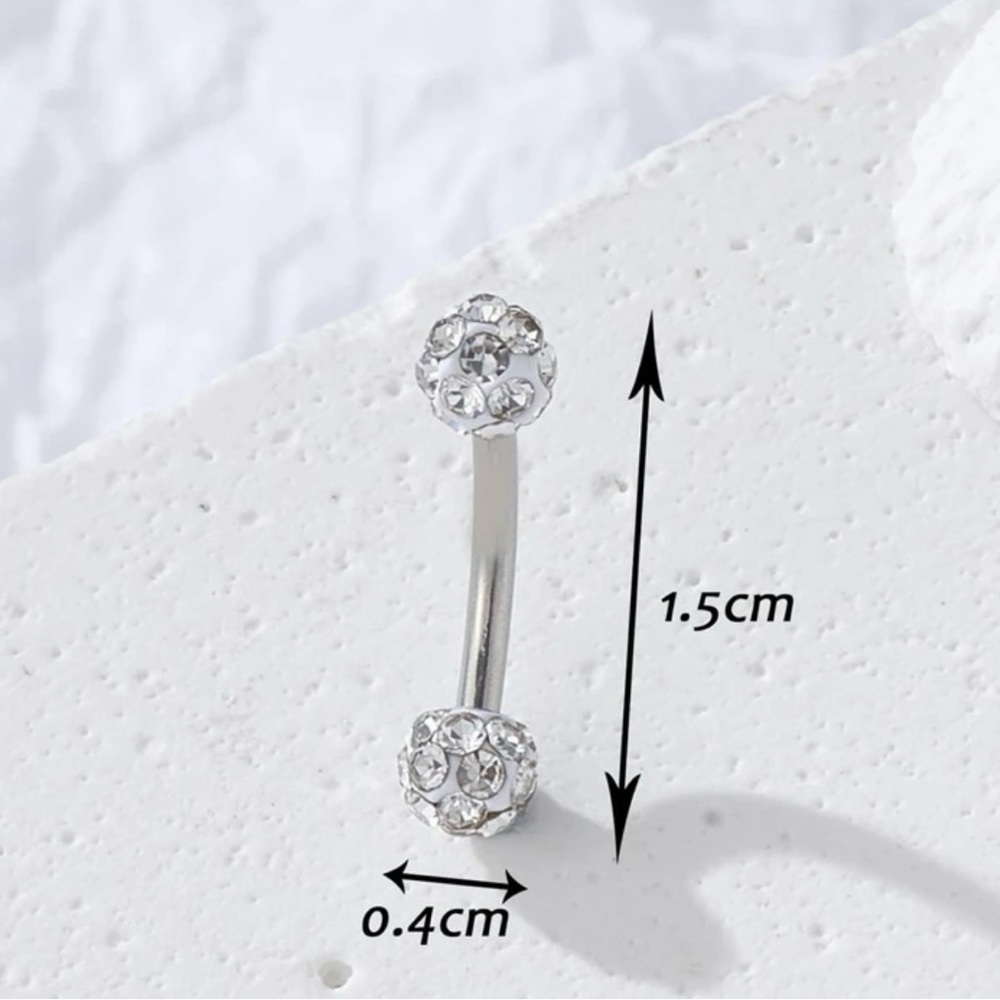 16g 1pc Stainless Steel Rhinestone Eyebrow /Lip Ring NWT - Picture 9 of 9